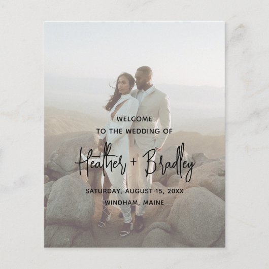 Minimalistische foto moderne bruiloft programma flyer (Voorkant)