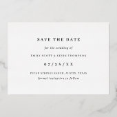 Minimalistische foto Moderne bruiloft Save the Dat Folie Uitnodiging (Achterkant)