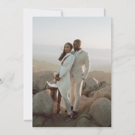 Minimalistische foto Moderne bruiloft Save The Date (Achterkant)