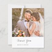Minimalistische foto Moderne budget bruiloft Dank  (Voorkant)