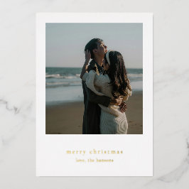 Minimalistische foto moderne kerst folie feestdagenkaart