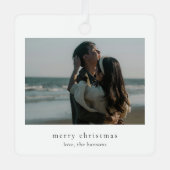 Minimalistische foto moderne kerst metalen ornament (Voorkant)