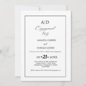 Minimalistische foto Monogram Engagement Party Kaart (Achterkant)