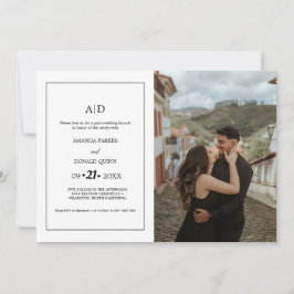 Minimalistische foto Monogram Pre-Wedding brunch Kaart