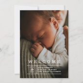 Minimalistische foto Newborn Welkom | Baby Geboort Aankondiging (Voorkant)