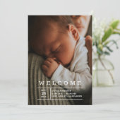 Minimalistische foto Newborn Welkom | Baby Geboort Aankondiging (Staand voorkant)