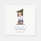 Minimalistische foto nummer 1 verjaardag servet (Voorkant)