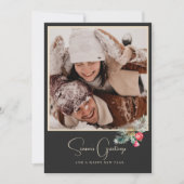 Minimalistische Foto Ornament Bell Vrolijk Kerstfe Feestdagenkaart (Voorkant)