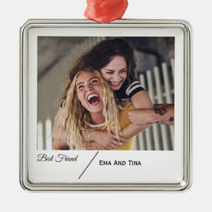 Minimalistische foto-ornament voor beste vrienden metalen ornament
