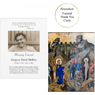 Minimalistische foto Orthodox Christelijke begrafe Bedankkaart