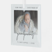 Minimalistische foto Ouders eerste kerstfeest Grij Glas Ornament (Voorkant links)