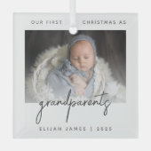 Minimalistische foto Ouders eerste kerstfeest Grij Glas Ornament (Voorkant)