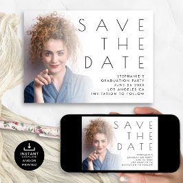 Minimalistische foto overlay afstudeerfeest save the date