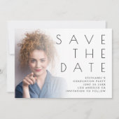 Minimalistische foto overlay afstudeerfeest save the date (Voorkant)