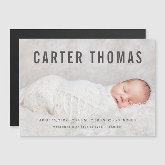 Minimalistische foto-overlay - geboorteaankondigin (Voorkant / Achterkant)