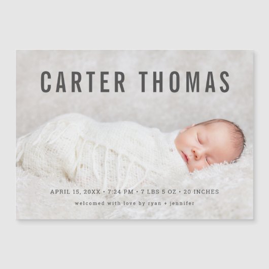 Minimalistische foto-overlay - geboorteaankondigin (Voorkant)