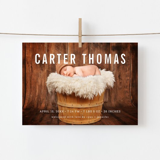 Minimalistische foto-overlay - geboorteaankondigin