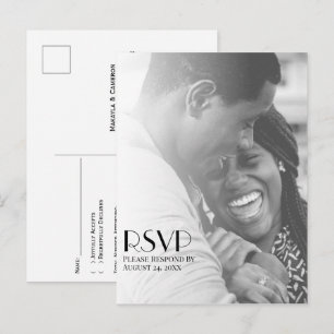 Minimalistische foto Overlay Modern Wedding RSVP Briefkaart