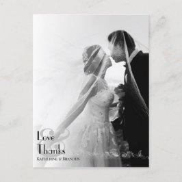 Minimalistische foto overlay moderne bruiloft dank briefkaart