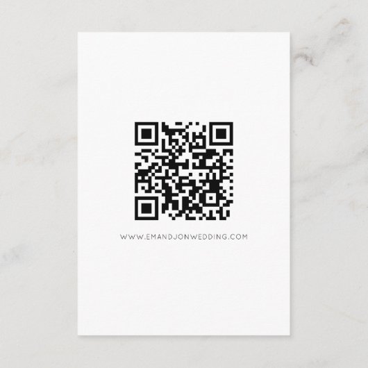 Minimalistische foto overlay QR-code bruiloft deta Informatiekaartje (Achterkant)