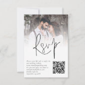 Minimalistische foto Overlay QR Code Bruiloft RSVP Kaart (Voorkant)