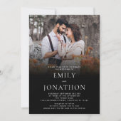 Minimalistische foto overlay QR code bruiloft zwar Kaart (Voorkant)