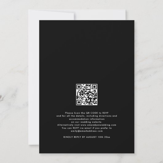 Minimalistische foto overlay QR code bruiloft zwar Kaart (Achterkant)