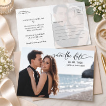Minimalistische foto-overlay save-the-date trouw 