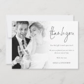 Minimalistische foto overlay script bruiloft dank kaart (Voorkant)