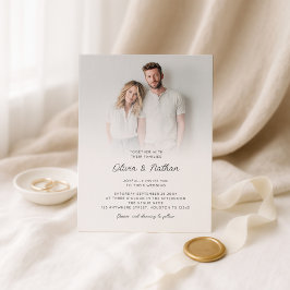 Minimalistische foto Overlay Script QR Code Weddin Kaart