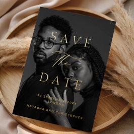 Minimalistische foto-overlay trouw save the date folie uitnodiging