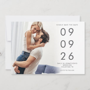 Minimalistische foto-overlay trouwkaart save the date