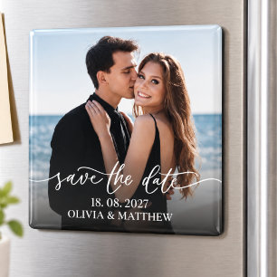 Minimalistische foto-overlay zwart-wit bruiloft magneet