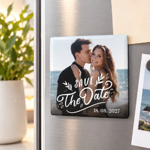 Minimalistische foto-overlay zwart-wit bruiloft magneet
