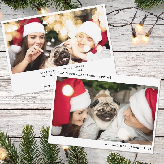 Minimalistische foto Pas getrouwd net getrouwd met Feestdagenkaart