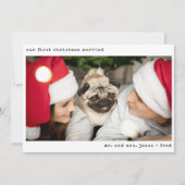 Minimalistische foto Pas getrouwd net getrouwd met Feestdagenkaart (Voorkant)