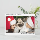 Minimalistische foto Pas getrouwd net getrouwd met Feestdagenkaart (Staand voorkant)