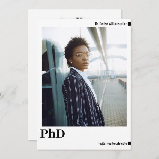 Minimalistische foto PhD afstuderen Kaart (Voorkant / Achterkant)