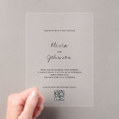 Minimalistische foto QR code bruiloft Acryl Uitnodigingen (Insitu (Draagbaar))
