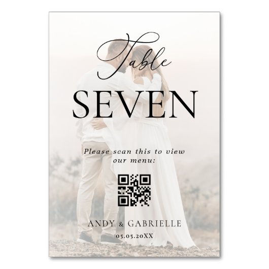 Minimalistische foto & QR-code Bruiloft Menu Kaart (Achterkant)