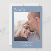 Minimalistische foto QR code Dusty Blue Sla de dat Kaart (Voorkant)