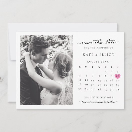 Minimalistische Foto QR Code Save The Date Agenda Kaart (Voorkant)