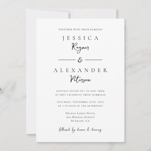 Minimalistische foto-QR-code voor bruiloft Kaart (Voorkant)