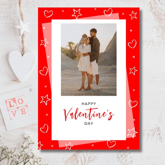 Minimalistische foto rode Valentijnsdag Feestdagenkaart