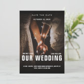 Minimalistische foto romance bruiloft save the date (Staand voorkant)