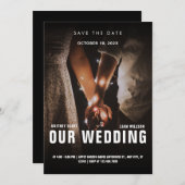 Minimalistische foto romance bruiloft save the date (Voorkant / Achterkant)