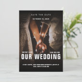 Minimalistische foto romantische bruiloft save the date (Staand voorkant)