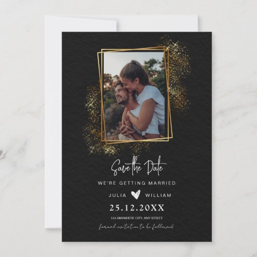 Minimalistische foto save the date, moderne bruilo date (Voorkant)