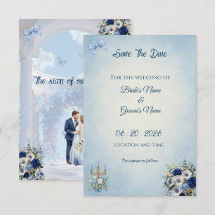 Minimalistische Foto Save the Date Something Blu