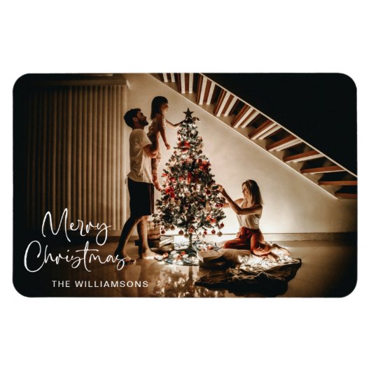 Minimalistische foto script handgeschreven Kerstmi Magneet (Horizontaal)